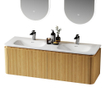 Saniclass Terra vasque pour meuble de salle de bains - 141x46x1.2cm - coins arrondis - 2 vasques - 2 trous de robinet - solid surface - blanc mat SW1418385