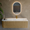Mondiaz KURVE Ensemble de meuble salle de bain - 145x46x40cm - 1 tiroir - 1 porte - lavabo en solid surface - droite - 1 trou de robinet - Dusk SW1414792