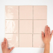 Terravito Viondo carreau mural - 13x13cm - 10mm - Carré - Rose Brillant SW542672