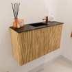 Mondiaz JOYA-DLUX 70cm meuble de salle de bains - couleur Oak - Vasque FAYE position Milieu 1 trou de robinet couleur Lava. SW1422056