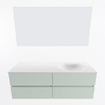 Mondiaz VICA ensemble de meuble de salle de bain - 140cm - meuble sous-vasque greey - 4 tiroirs - lavabo moon droite - 1 trou de robinet - couleur talc - miroir LED - version XL 60cm haut SW1092082