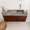 Mondiaz JOYA-DLUX 81.6cm toiletmeubel - ronding links kleur Ruby - Wastafel FAYE positie Rechts Zonder kraangat kleur Sombra. SW1425699