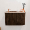 Mondiaz JOYA-DLUX 61.6cm toiletmeubel - ronding rechts kleur Walnut - Wastafel FAYE positie Links 1 kraangat kleur Arena. SW1424347