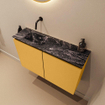MONDIAZ TURE-DLUX Meuble de toilettes 80 cm Ocher. EDEN lavabo Lava position gauche. Sans trou de robinet. SW1103892