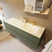 Mondiaz VICA-DLUX Ensemble de meuble de salle de bain - 150cm - meuble sous-vasque armée - 4 tiroirs - lavabo encastré nuage droite - 1 trou de robinet - version haute de 60cm - ostra SW1087072