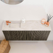Mondiaz JOYA-DLUX 90cm toiletmeubel - kleur Shadow - Wastafel FAYE positie Links 1 kraangat kleur Ostra. SW1423051