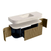 MONDIAZ THOR-DLUX 130cm badmeubel ronding links + rechts kleur Dusk met 1 lade en 2 deuren. Vrijhangende wastafel CLOUD Midden 1 kraangat kleur Meli. SW1467656