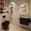 MONDIAZ TURE-DLUX Meuble toilette - 60cm - Urban - EDEN - vasque Glace - position centrale - sans trou de robinet SW1103109