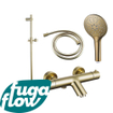 FugaFlow Eccelente Sobrado Mitigeur baignoire - avec barre curseur - douchette ronde - flexible lisse - Laiton Brossé PVD (Doré) SW1123999
