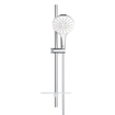 GROHE Rainshower Smartactive 150 Ensemble barre de douche - 60cm - douchette ronde - 3 types de jets - flexible de douche lisse - avec porte-savon - chrome/moon white SW472416