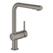 GROHE Minta Mitigeur de cuisine bec L avec mousseur extractible Dual Spray Hard graphite brossé (anthracite) SW354657