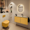 MONDIAZ TURE-DLUX Meuble toilette - 100cm - Ocher - EDEN - vasque Ostra - position centrale - 1 trou de robinet SW1104952