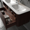 Royal Plaza Terra Edge Wastafelonderkast- 120cm - ribbel - 2 lades - afgeronde hoeken - kastanje (walnoot) SW1449115