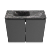 MONDIAZ TURE-DLUX Meuble toilette - 60cm - Dark Grey - EDEN - vasque Lava - position gauche - sans trou de robinet SW1103780