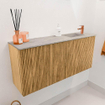 Mondiaz JOYA-DLUX 90cm meuble de salle de bains - couleur Oak - Vasque FAYE position Droite 1 trou de robinet couleur Glace. SW1421959