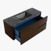 Mondiaz CIRO-DLUX Meuble de salle de bains - 120x45x50cm - Lavabo solid surface Lava - 1 vasque au milieu - sans trous de robinet - 2 tiroirs - Noyer SW1530146