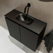 MONDIAZ TURE Kit lave-mains - 60x23x50cm - 0 trous de robinet - 2 portes - urban mat - Lavabo au centre - Solid Surface Noir SW475255