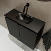 Mondiaz TURE Meuble lave-mains 60x23x50cm sans trous de robinet 2 portes Urban mat Lavabo Eden Centre Solid Surface Noir SW475255
