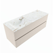 VICA-DLUX 130cm badmeubel onderkast Linen 2 lades. Inbouw wastafel CLOUD links zonder kraangat, kleur Frappe. SW902883