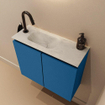 MONDIAZ TURE-DLUX Meuble toilette - 60cm - Jeans - EDEN - vasque Opalo - position gauche - 1 trou de robinet SW1104353