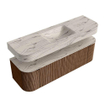 MONDIAZ THOR-DLUX 150cm badmeubel ronding links + rechts kleur Walnut met 1 lade en 2 deuren. Vrijhangende wastafel CLOUD Midden 1 kraangat kleur Nata. SW1464827