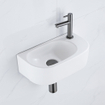 Fugaflow Efficiente Pietra Ensemble lave-mains - 40x21.5x12cm - droite - lisse - demi-ronde - 1 trou de robinet - céramique - robinet lave-mains gunmetal - bouchon de vidage - siphon abaissé - blanc mat SW1442362