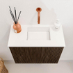 Mondiaz JOYA 50cm meuble de toilette - couleur Walnut - Lavabo FAYE position Droite Sans trou de robinet couleur Talc. SW1421246