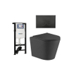 QeramiQ Dely Toiletset - 36.3x51.7cm - diepspoel - rimless - Inbouwreservoir met Geberit UP320 spoelmechanisme - softclose toiletzitting - mat zwarte bedieningsplaat - ronde knoppen - zwart mat SW1413302
