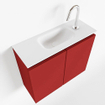 MONDIAZ TURE Kit lave-mains - 60x23x50cm - 1 trou de robinet - 2 portes - mat feu - Lavabo central - Acrylique Blanc SW475004
