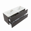 MONDIAZ VICA-DLUX Ensemble meuble de salle de bains - 120cm - meuble bas dark grey - 4 tiroirs - lavabo encastré cloud double - sans trous de robinet - version haute 60cm - frape SW1088884