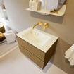 Mondiaz VICA-DLUX ensemble de meuble de salle de bain - 70cm - meuble sous-vasque oro - 2 tiroirs - lavabo encastré cloud milieu - sans trous de robinet - version haute de 60cm - opalo SW1086600