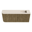 Mondiaz JOYA-DLUX Meuble de toilette 101,6 cm - arrondi gauche couleur Dusk - Vasque FAYE position Droite 1 trou de robinet couleur Meli. SW1425857
