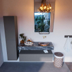 Mondiaz ALAN-DLUX Ensemble de meuble - 120cm - meuble Plata mat - 1 tiroir - Lavabo Cloud Lava suspendu - vasque Droite - 0 trous de robinet SW808492