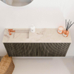 Mondiaz JOYA-DLUX 90cm toiletmeubel - kleur Shadow - Wastafel FAYE positie Links 1 kraangat kleur Frappe. SW1422695