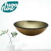 FugaFlow Efficiente Arredo Vasque à poser 42x14.5cm rond verre durci vert doré SW1123753