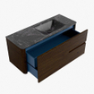 Mondiaz CIRO-DLUX Meuble de salle de bains - 120x45x50cm - Plan vasque solid surface Lava - 1 lavabo à droite - sans trous de robinetterie - 2 tiroirs - Noyer SW1530193