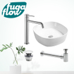 FugaFlow Eccelente Arredo vasque à poser 44x44x13.5cm avec robinet et vidange bas Carré porcelaine Chrome SW1125286