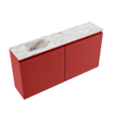 MONDIAZ TURE-DLUX Meuble toilette - 100cm - Fire - EDEN - vasque Glace - position gauche - 1 trou de robinet SW1103295