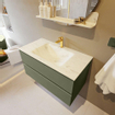 Mondiaz VICA-DLUX Ensemble de meuble de salle de bain - 90cm - meuble sous-vasque armée - 2 tiroirs - lavabo encastré nuage milieu - 1 trou de robinet - version haute de 60cm - opalo SW1086458