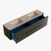 Mondiaz CIRO-DLUX Ensemble de meubles de salle de bains - 190x45x50cm - Plan-vasque en solid surface Saba - 2 vasques Double - 2 trous de robinetterie - 4 tiroirs - Shadow SW1532733