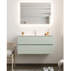 Mondiaz VICA ensemble de meuble de salle de bain - 100cm - meuble sous-vasque gris - 2 tiroirs - lavabo lune milieu - 1 trou de robinet - version XL 60cm haut SW1090867