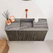 Mondiaz JOYA-DLUX 70cm meuble de salle de bains - couleur Shadow - Vasque FAYE position Milieu Sans trou de robinet couleur Sombra. SW1425205