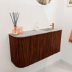 Mondiaz JOYA-DLUX Meuble de salle de bains 81,6cm - arrondi gauche couleur Ruby - Vasque FAYE position Droite 1 trou de robinet couleur Glace SW1423561