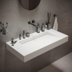 Ideavit Solidsquare Lavabo 90x46x10cm rectangulaire 0 trous de robinet 1 cuve Solid surface blanc SW85926