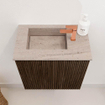 Mondiaz JOYA-DLUX 40cm toiletmeubel - kleur Walnut - Wastafel FAYE positie Links 1 kraangat kleur Saba. SW1424620
