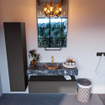 Mondiaz ALAN-DLUX Ensemble de meuble - 110cm - meuble Dark grey mat - 1 tiroir - Lavabo Cloud Lava suspendu - vasque Centre - 1 trou de robinet SW807985