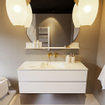 MONDIAZ VICA-DLUX Ensemble meuble de salle de bains - 130cm - sous-meuble talc - 2 tiroirs - lavabo encastré cloud central - sans trous de robinet - version haute 60cm - frape SW1088561
