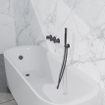 Fortifura Nebbio Ensemble combiné bain - mitigeur thermostatique - coude mural avec support de douchette - flexible de douche métallique - barre de douchette - Remplissage-vidage de baignoire - PVD gunmetal brossé SW1238039