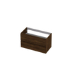 INK Wastafelonderkast - 90x45x52cm - 2 lades - greeploos - met houten keerlijst - MFC - Koper eiken SW352478