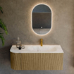 Mondiaz KURVE-DLUX Ensemble de meuble de salle de bains - 115x46x40cm - 1 tiroir - 1 porte - lavabo solid surface - droit - 1 trou de robinet - Dusk SW1414893